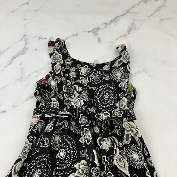 Womens Vintage 90s Reversible Slip Dress Size S Black Pink Floral Flutter Midi - Picture 11 of 16